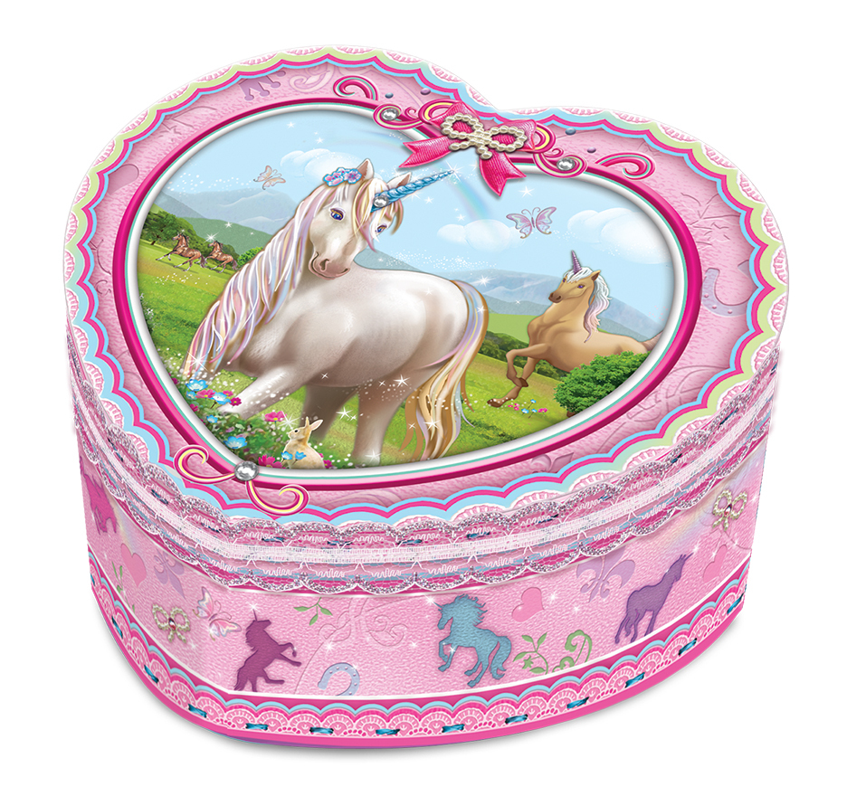 Mad Ally Heart Shaped Musical Jewelry Box Unicorn