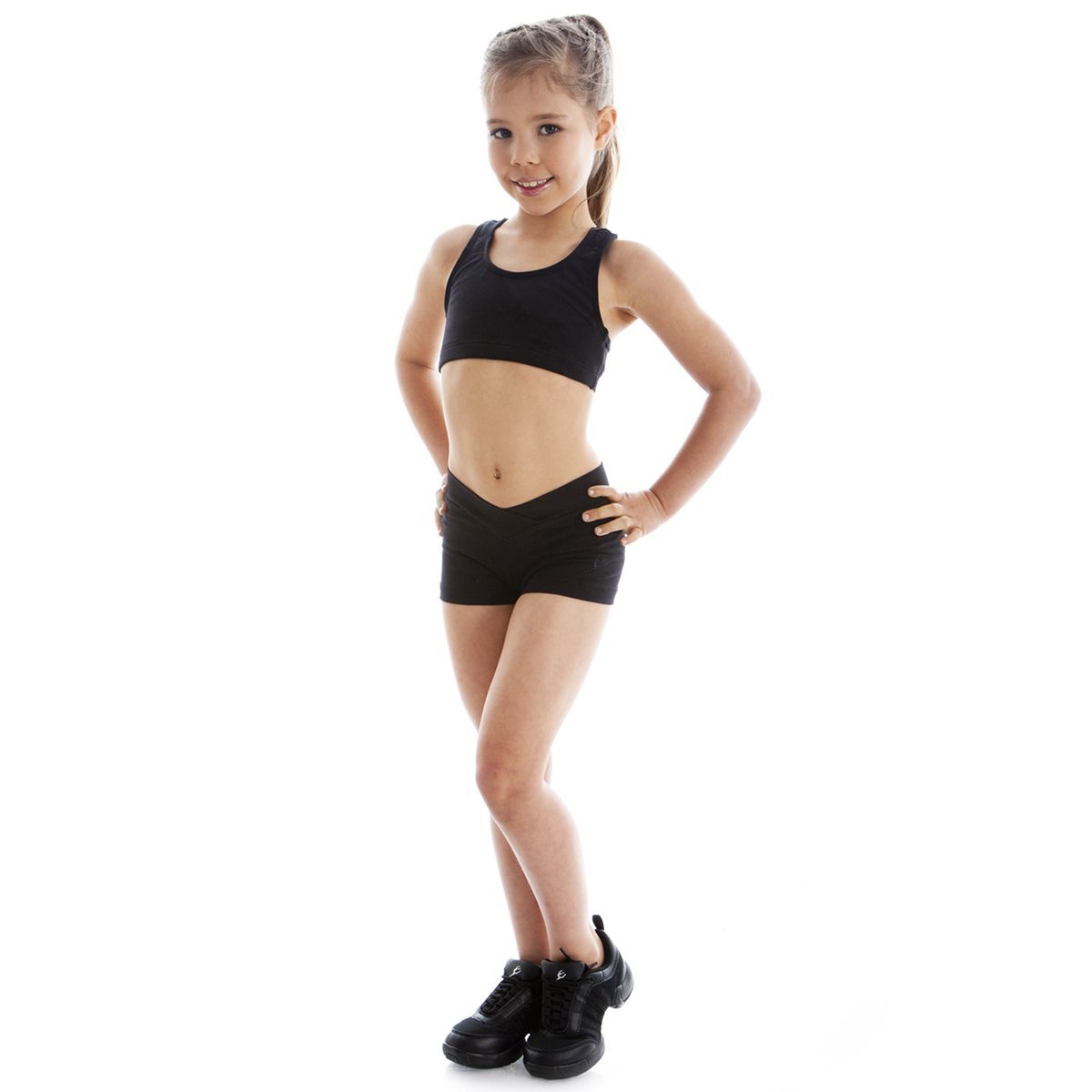 Choomomo Kids Girls Two Pieces Dance Outfit Criss Cross Back Crop Top with Booty Shorts Swimwear 