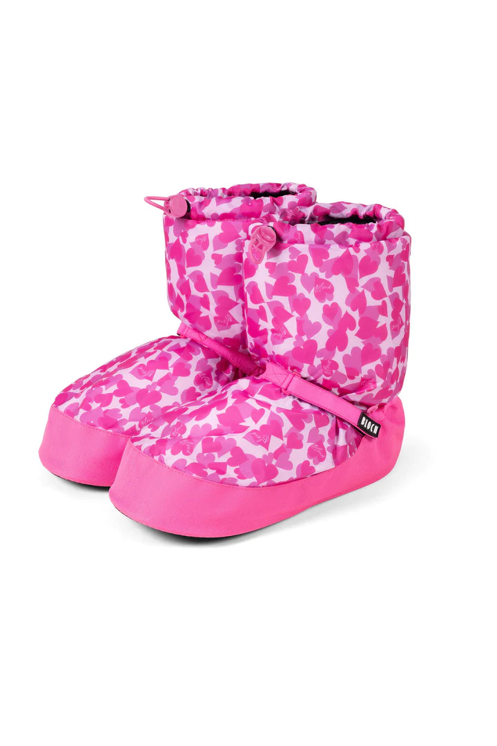 Bloch Confetti Hearts Printed Warm Up Booties Child Pink