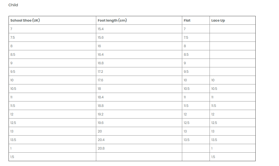 euro kids shoe size