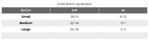 Bloch Size Chart