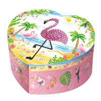 Mad Ally Heart Shaped Musical Jewelry Box Flamingo