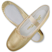 Gold Metallic Leather Ballet Shoes Full Sole Child 