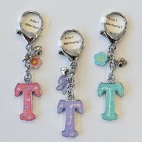 Glitter Keyring Letter T