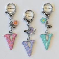 Glitter Keyring Letter V