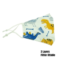 Kids Adjustable Reusable Face Mask; Dino