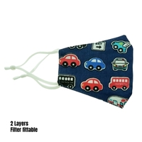 Kids Adjustable Reusable Face Mask; Cars