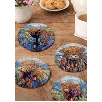 Highland Cow Mosaic Coasters Set of 4
