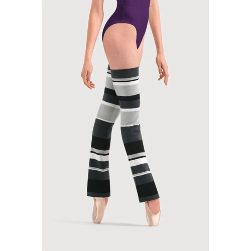 Bloch Striped Long Legwarmers; Black Combo