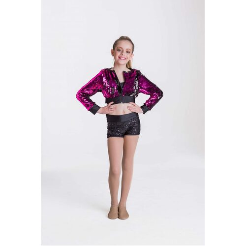 Studio 7 Stage Lights Cropped Jacket Adult Medium; Black/Fuchsia