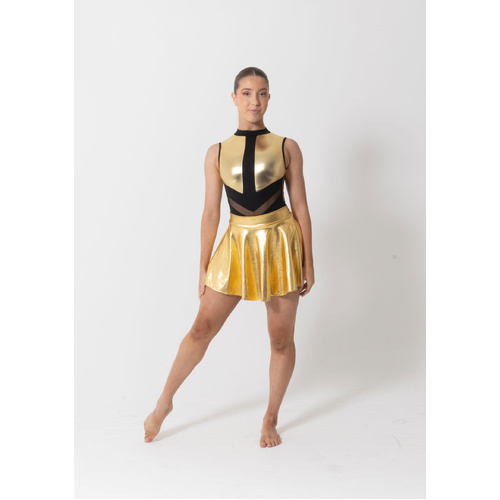Studio 7 Edge Metallic Skirt Adult Small; Metallic Gold