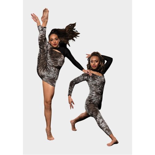 Studio 7 Zebra Unitard Adult Large; Black