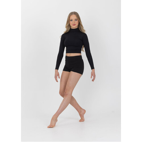 Studio 7 Performance Long Sleeve Crop Adult Small; Black