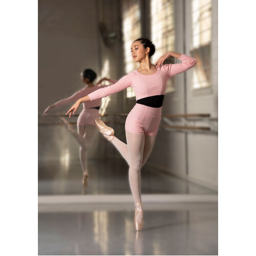 Studio 7 Ribbed Warm Up Shorts Adult Small/Medium; Ballet Pink