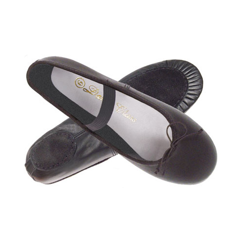 Black Leather Ballet Shoes with Split Sole Adult 12