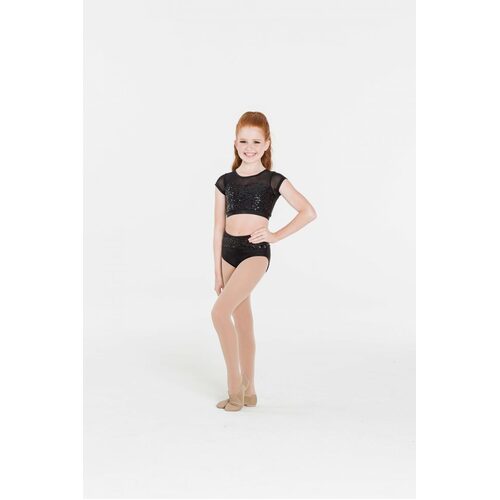 Studio 7 Attitude Sequin Crop Top Child Medium; Black