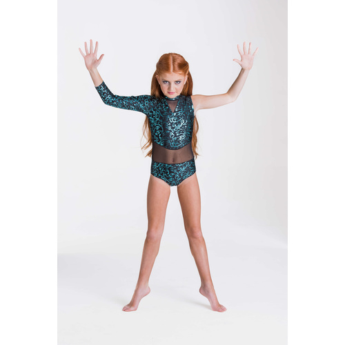 Studio 7 Wild Things Leotard Child Large; Metallic Emerald