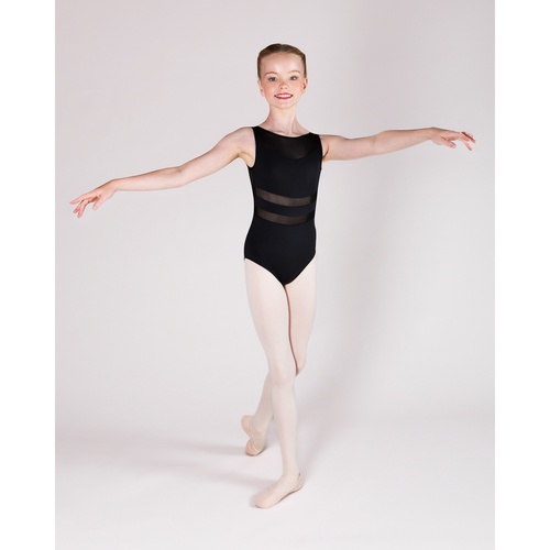 Lexi Mesh Leotard; Black; Child Medium
