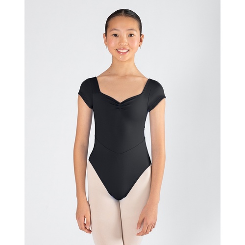 Energetiks Veronica Pleat Front Leotard; Black; Child Small