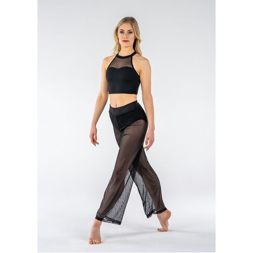 Studio 7 Mesh Performance Crop Top Child Small; Black