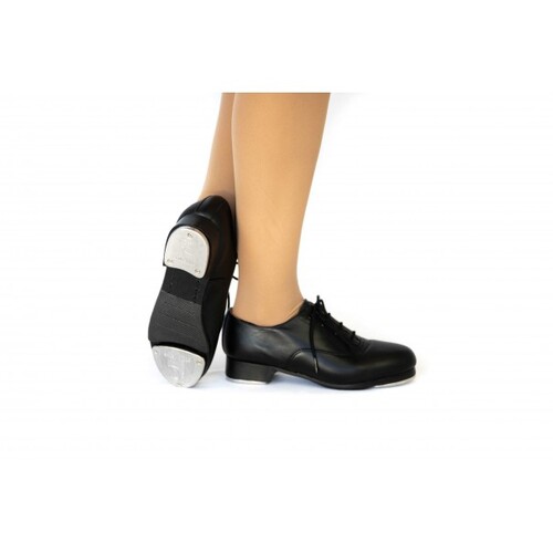 Slick Dancewear Leather Lace Up Oxford Tap Shoe Child 1.5; Black