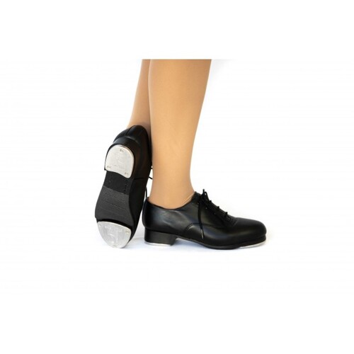 Slick Dancewear Leather Lace Up Oxford Tap Shoe Child 12.5; Black