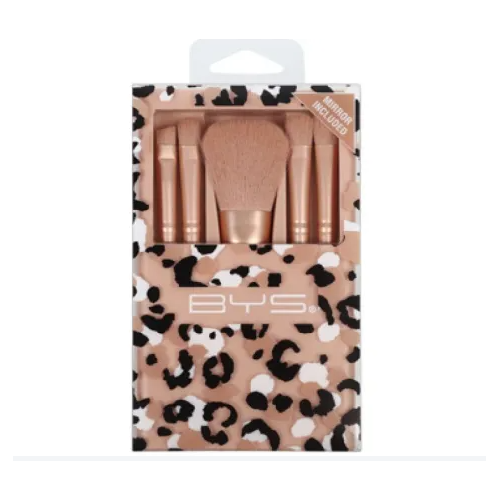 BYS Make up Brushes 5 PC Kit with Leopard Mirror included