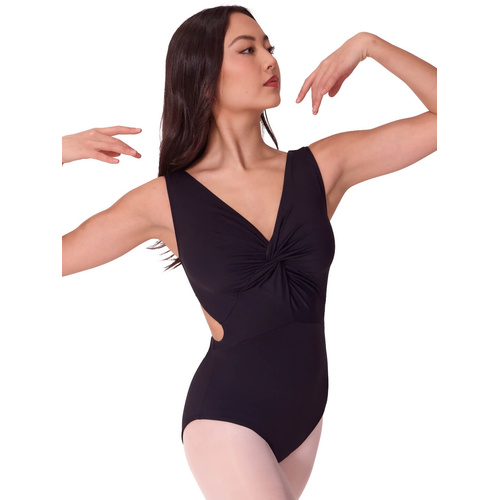 Capezio Soft Elegance Twist Front Leotard; Adult X- Small; Black