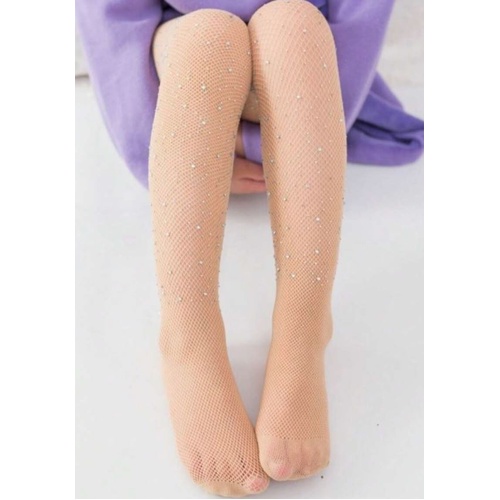 Fifi & Co Diamond Fishnet Tights; Beige; Child 3-8 Years 