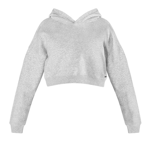 Avery Cropped Hoodie; Grey Marle; Adult X- Small