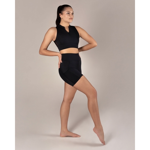 Energetiks Kity Zip Crop Top Adult XX- Small; Black