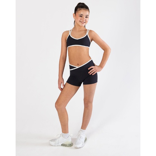 Energetiks Colette Cross Front Short; Black; Child Small
