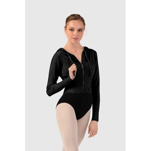 Bloch Orion Knit Womens Long Sleeve Hoodie; Black; Adult Petite