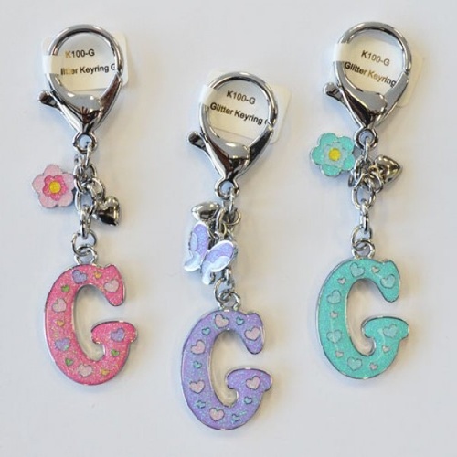 Glitter Keyring Letter G; Pink