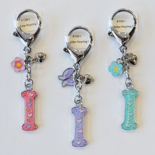 Glitter Keyring Letter I; Turquoise