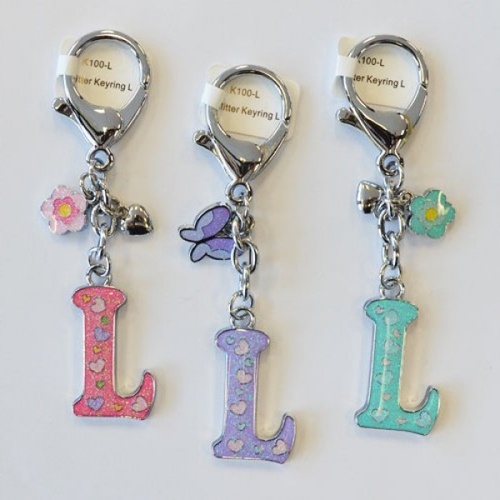 Glitter Keyring Letter L; Turquoise