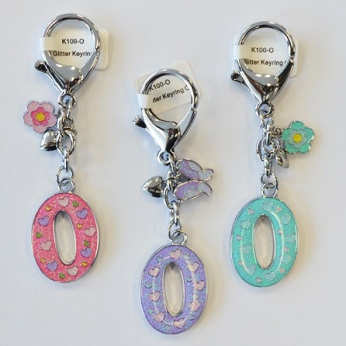 Glitter Keyring Letter O; Pink