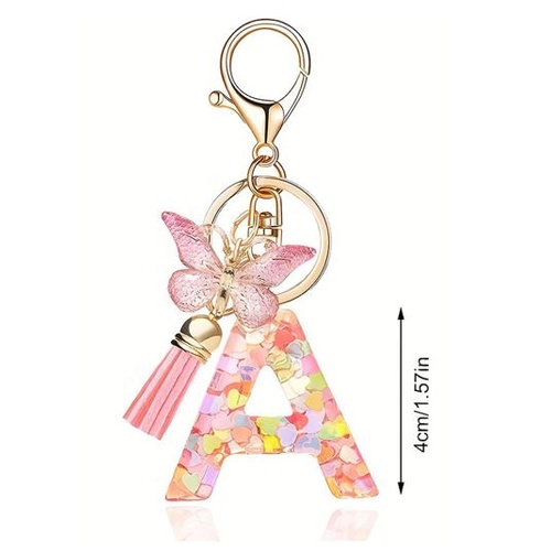 Butterfly Sparkle Keyring A; Pink