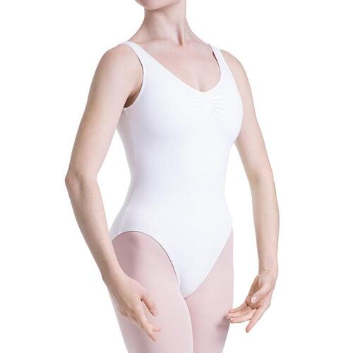Bloch Overture Odetta Sleeveless Pleat Leotard Adult Petite; White