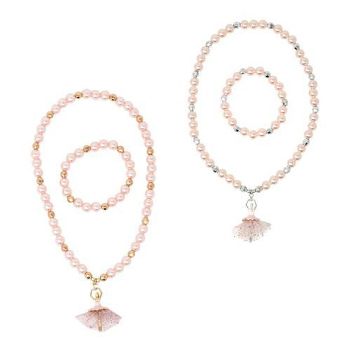 Pink Poppy Little Ballet Dancer Necklace & Bracelet; Silver