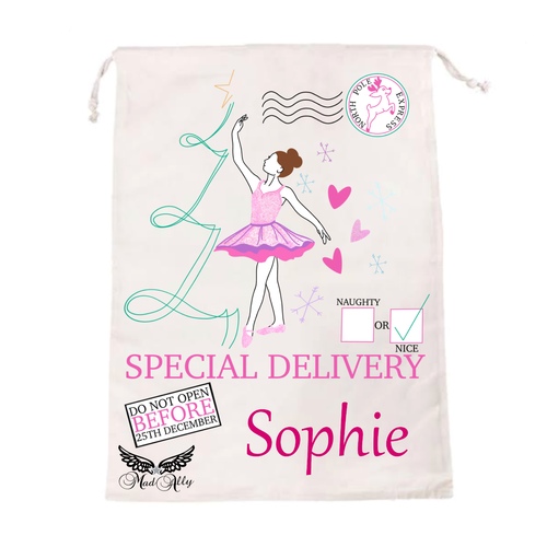 Mad Ally Santa Sack; Princess Personalised; Pink