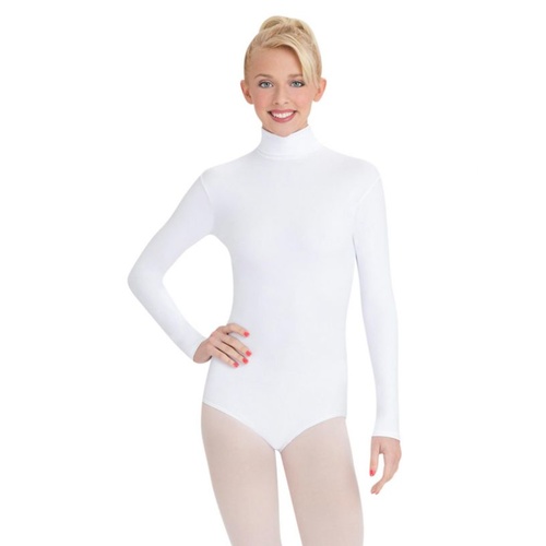Capezio Turtleneck Long Sleeve Leotard Adult Medium; White