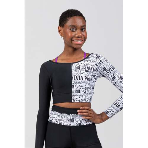 Sylvia P Two-Tone Cropped Long Sleeve Top Child 10