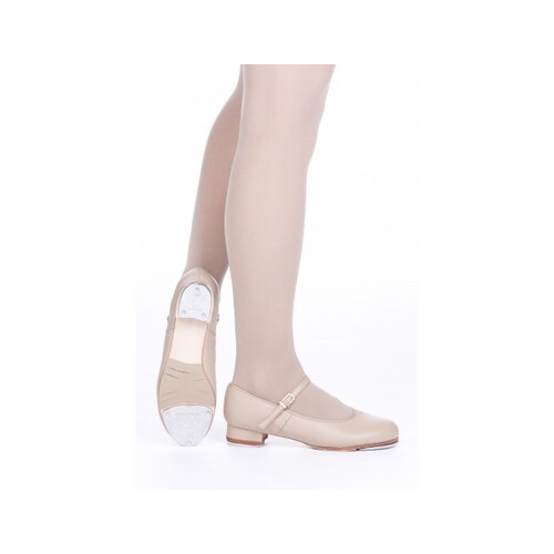 Slick Dancewear Classic Leather Buckle Tap Shoe Adult 3.5; Tan