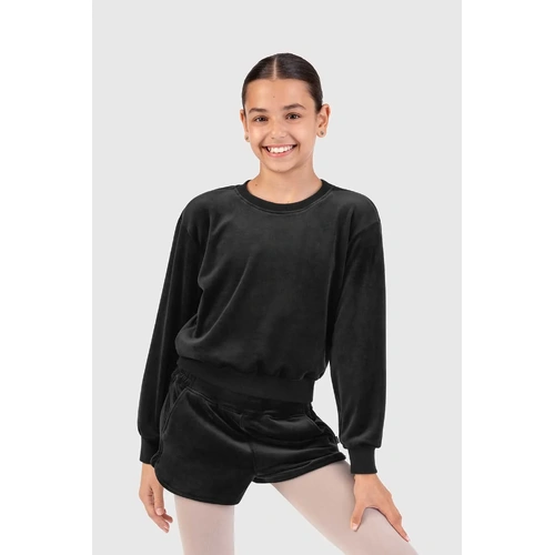 Bloch Lily Girls Velvet Crew Jumper; Black; Girls 6