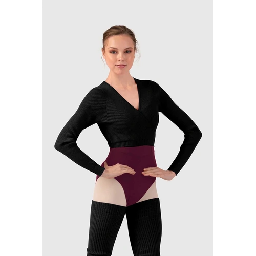 Bloch Celeste Knit Womens Long Sleeve Wrap Top; Black; Adult Petite