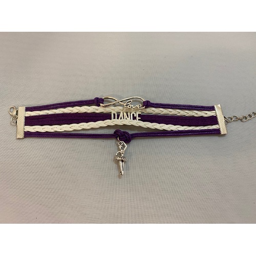 Leather Charm Bracelet Dance Purple