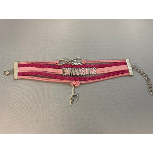 Leather Charm Bracelet Gymnastics Pink