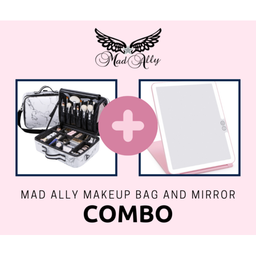 Mad Ally Make up Bag and Mirror Combo (Marble and Pink)