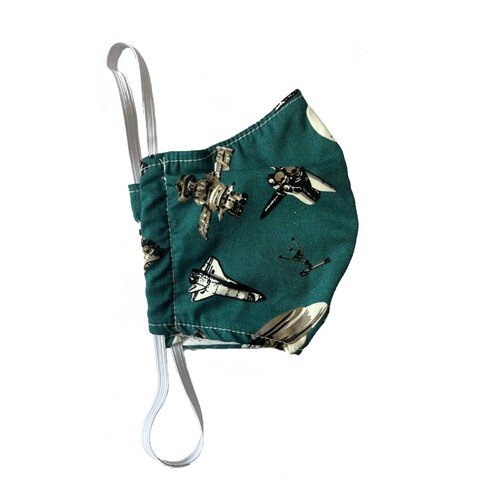 Head/Neck Strap Adult Medium Face Mask; Green Astronaut